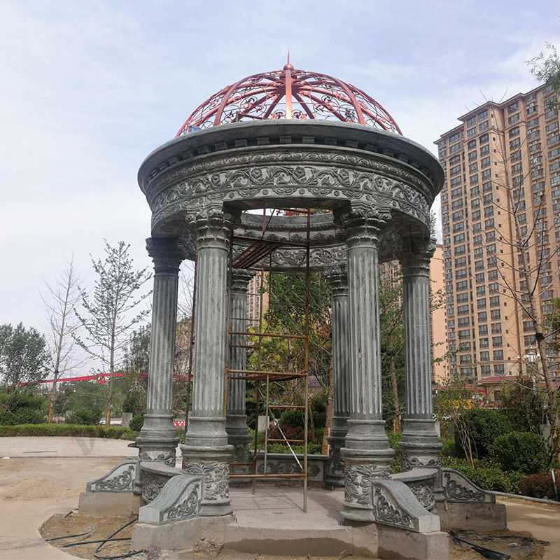 歐式景觀涼亭，小區花園休息亭子，石雕景觀亭子，綠色景觀涼亭1.jpg